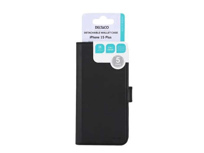 Deltaco Wallet Case 2-in-1 iPhone 15 Plus Magnetic Cove - Black
