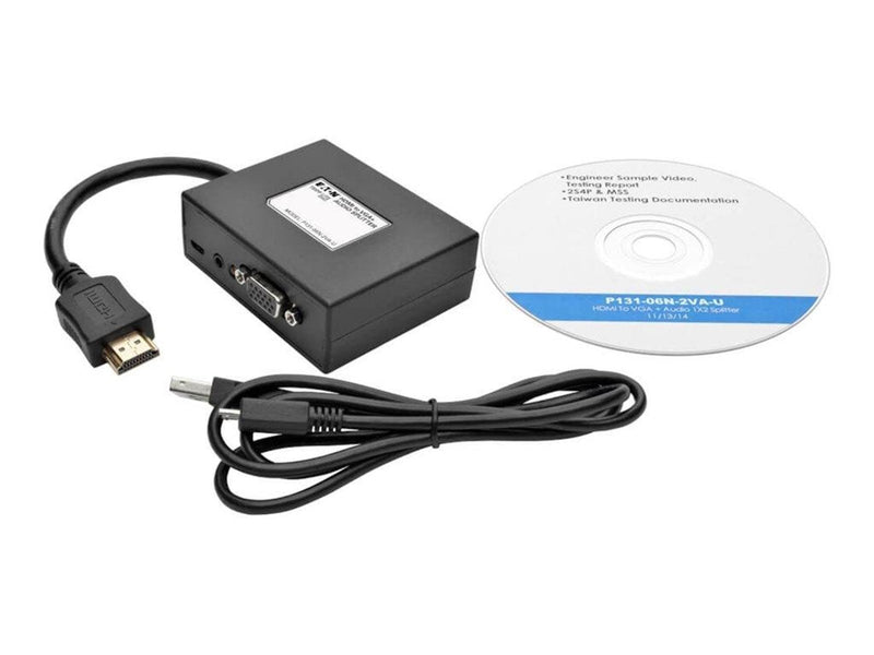 Eaton series 2-Port HDMI to VGA Splitter Audio/Video Adapter 1920x1440 1080p