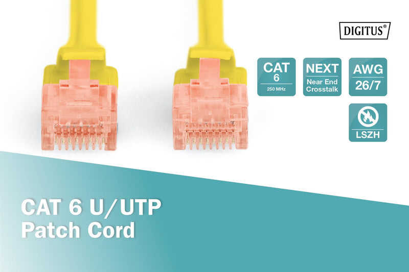 DIGITUS Patch-Kabel RJ-45 (M) zu RJ-45 (M) 0.5m Kupfer U/UTP Cat 6 gelb (DK-1617-005/Y)