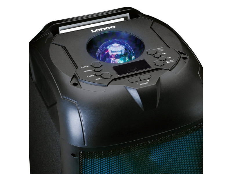 Lenco PA-260BK - PA with full front LED lighting and disco ball - Bluetooth - Black