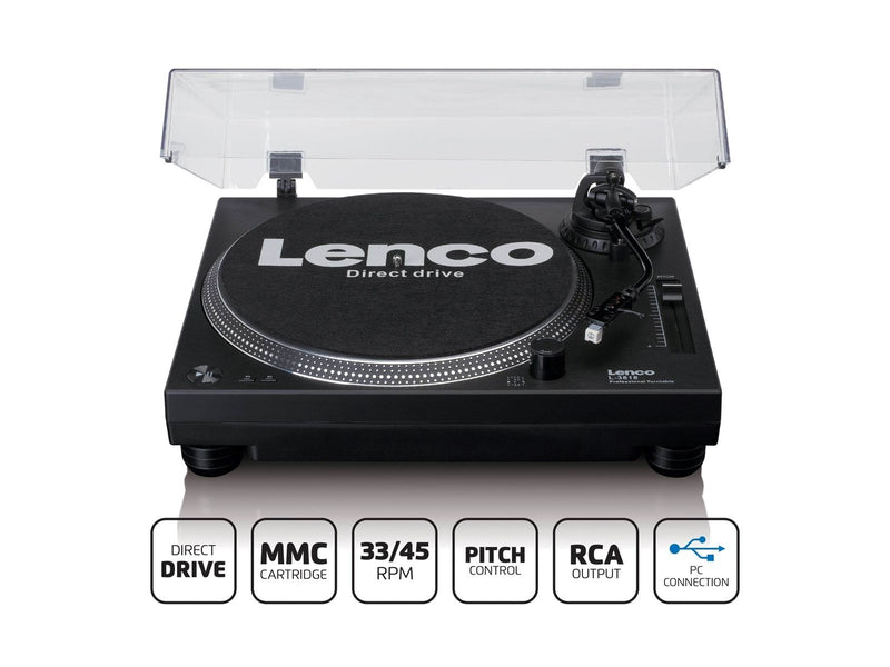 Lenco L-3818BK - Direct drive Record Player with USB/PC Encoding - Plattenspieler Schwarz