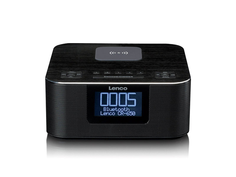 Lenco CR-650BK - DAB+/ FM Clock Radio with Bluetooth® and wireless charging black - DAB/DAB+/FM - Stereo - schwarz