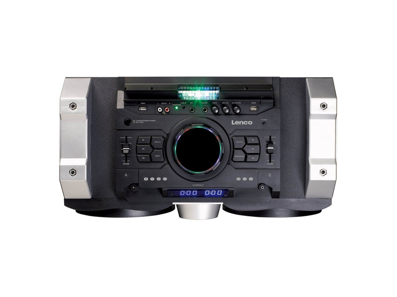 Lenco PMX-150 - High power DJ mixer system with Bluetooth® USB FM radio and party lights - Black