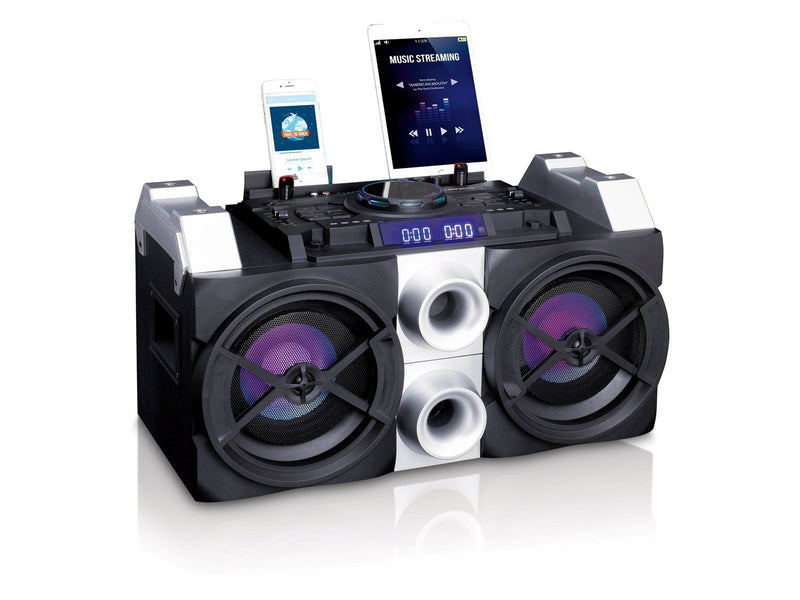Lenco PMX-150 - High power DJ mixer system with Bluetooth® USB FM radio and party lights - Black