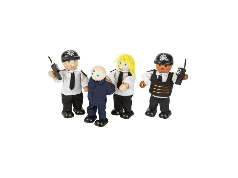 Tidlo Wooden Dollhouse Dolls Police and Crook 4 pcs