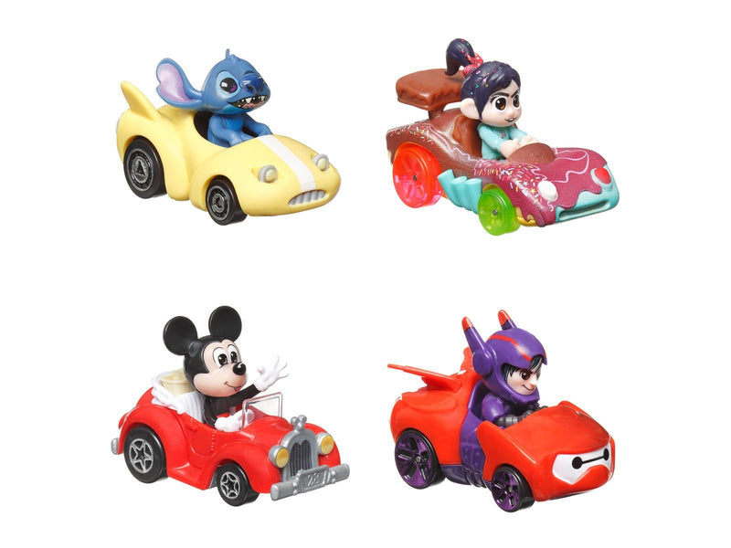 Hot Wheels Racerverse Set Of 4 Cars With Disney Characters As Drivers