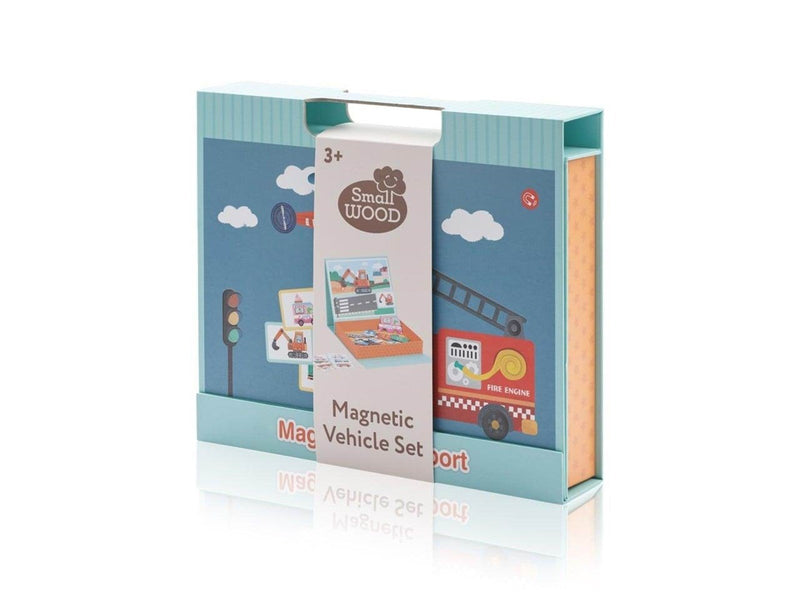 ET Toys Small Wood – Magnetic Vehicle Set w. Carry Box (L20229)