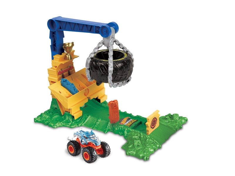 Hot Wheels Monster Trucks Rhinomite Chargin’ Challenge Playset