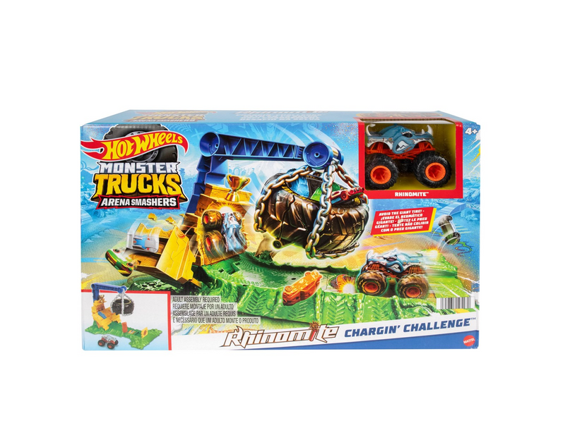 Hot Wheels Monster Trucks Rhinomite Chargin’ Challenge Playset