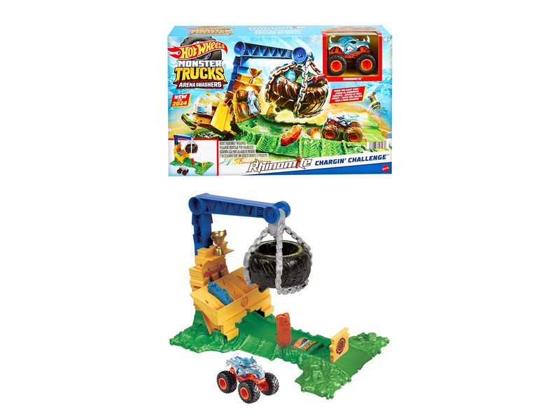 Hot Wheels Monster Trucks Rhinomite Chargin’ Challenge Playset