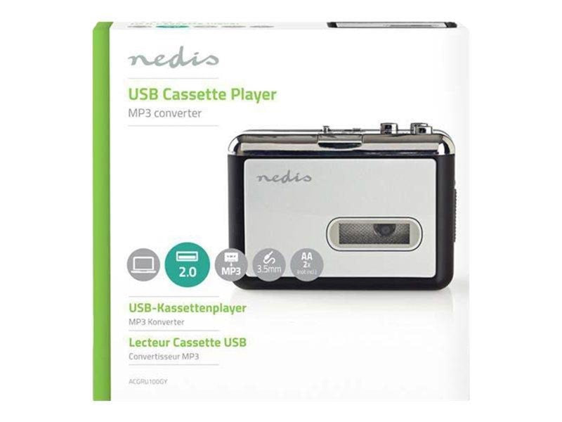 Nedis ACGRU100GY Portable USB Cassette to MP3 Converter - cassette player