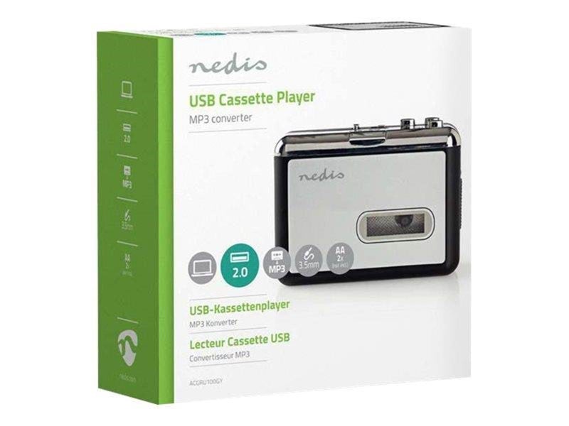 Nedis ACGRU100GY Portable USB Cassette to MP3 Converter - cassette player
