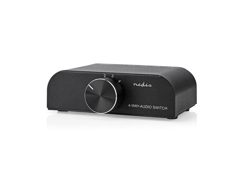 Nedis - Analogue 4-Way-Audio Switch - 3 x RCA Stereo (Phono) + 3.5 mm Jack - 4 ports