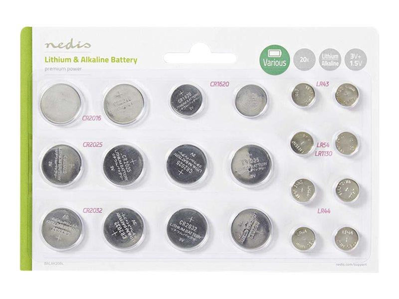 Nedis BALAK20BL battery - 20 x CR2032 / CR2025 / CR2016 / CR1620 / LR54 / LR44 / LR43 - alkaline / Li