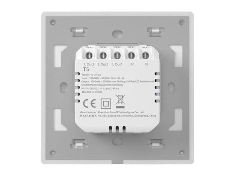 Sonoff TX T5 4C (4-channel) Wi-Fi smart touch wall switch.