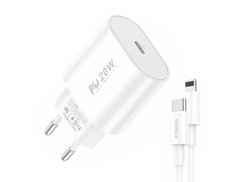 Foneng Fast charger  1x USB EU39 + USB C to Lightning