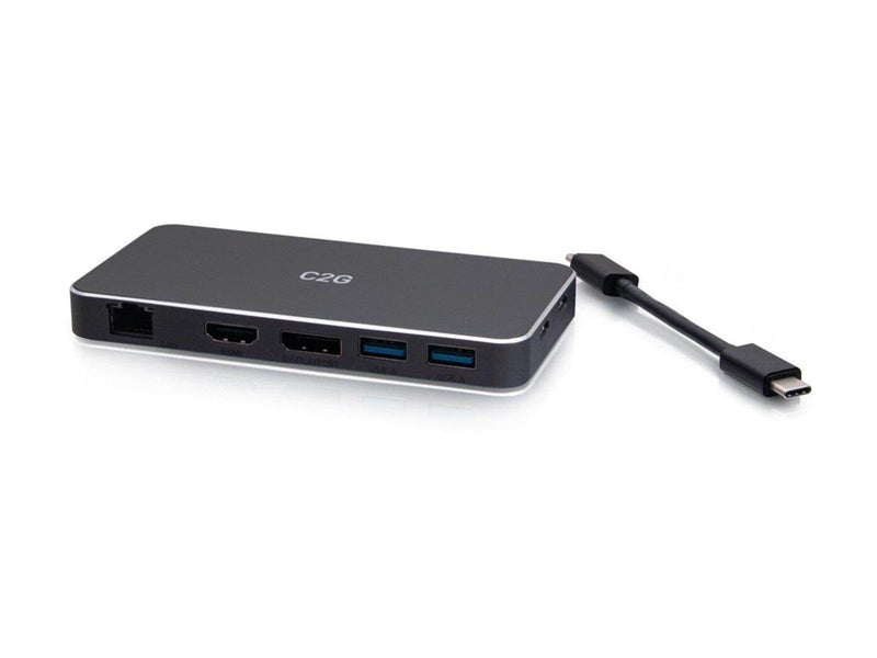C2G USB-C 7-in-1 Dual Display MST Docking Station with HDMI DisplayPort Ethernet USB and Power Delivery up to 100W - 4K 60Hz - d