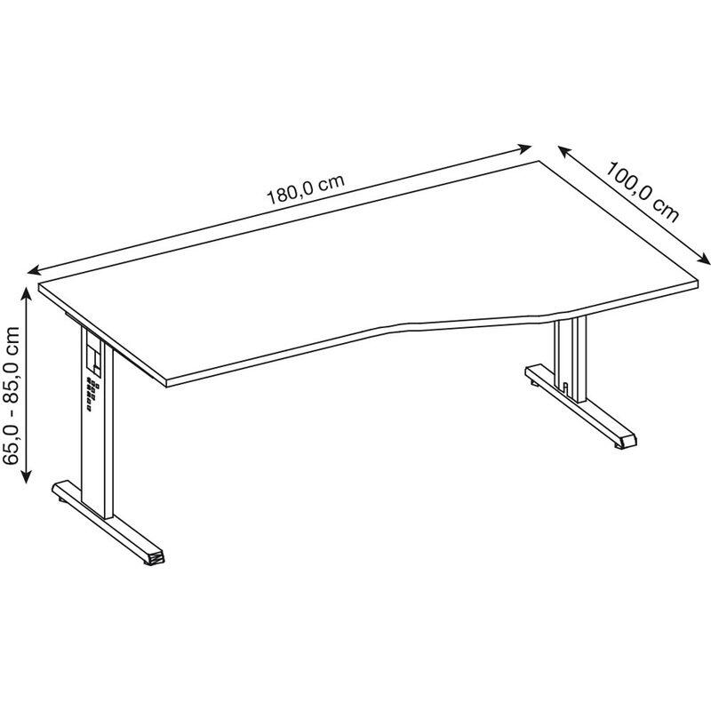 HAMMERBACHER VOS18/3/S höhenverstellbarer Schreibtisch 65 - 85 cm ahorn / silber