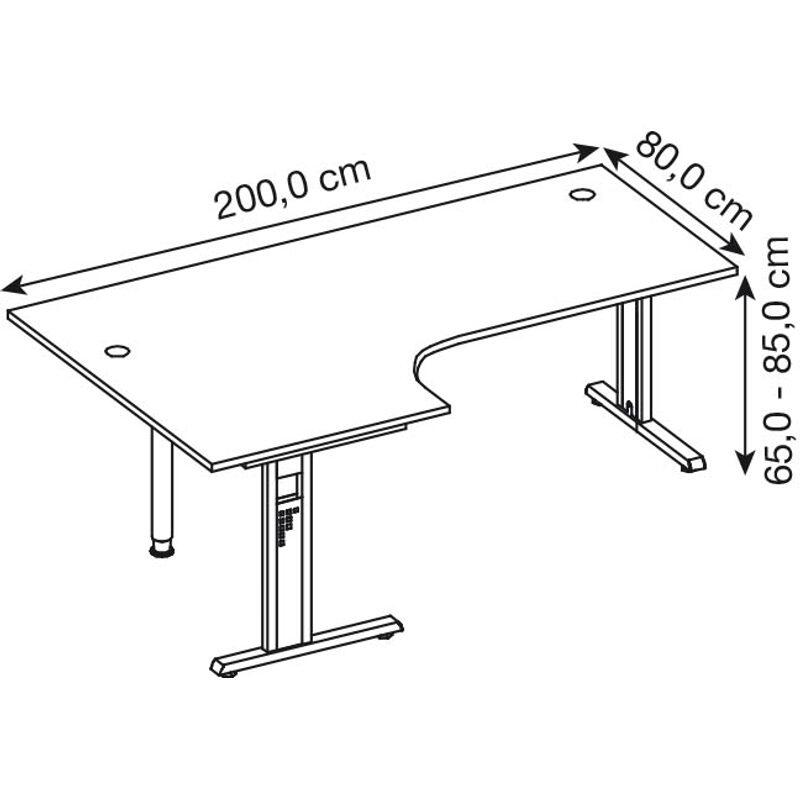 HAMMERBACHER VOS82/6/S höhenverstellbarer Schreibtisch 65 - 85 cm buche / silber