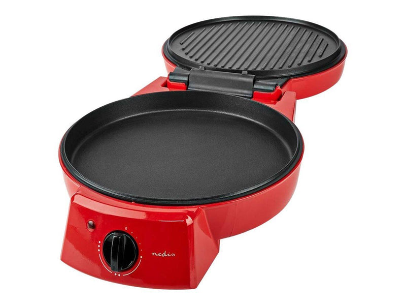 Nedis FCPM100FRD - pizza maker/grill - red black