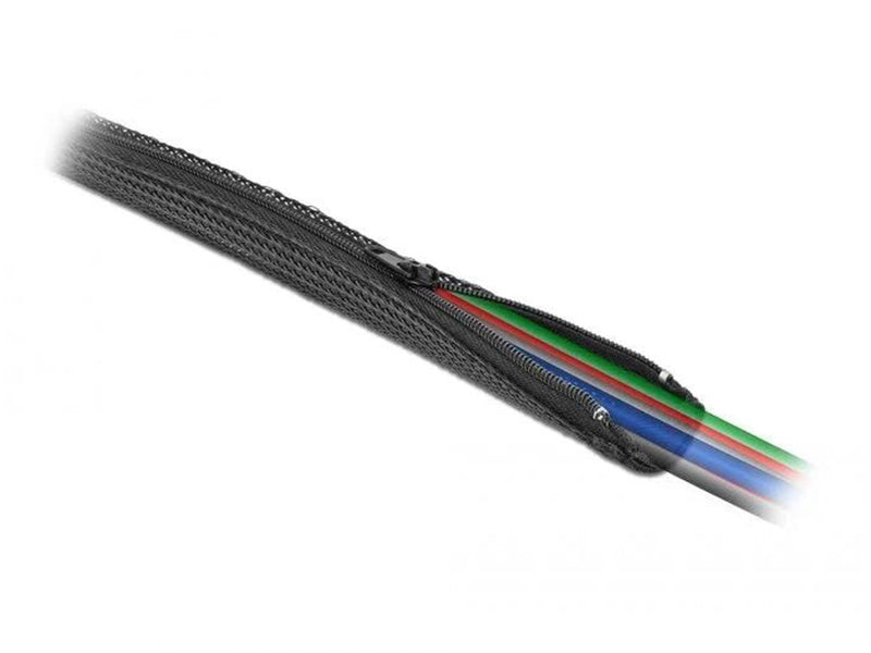 DeLOCK Braided Sleeve with zip fastener heat-resistant 1m x 30mm