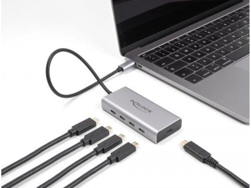 DeLOCK - hub - 10 Gbps PD 85 Watt with 30 cm connection cable - 5 ports USB-Hubs - USB 3.0 - 5 - Grau