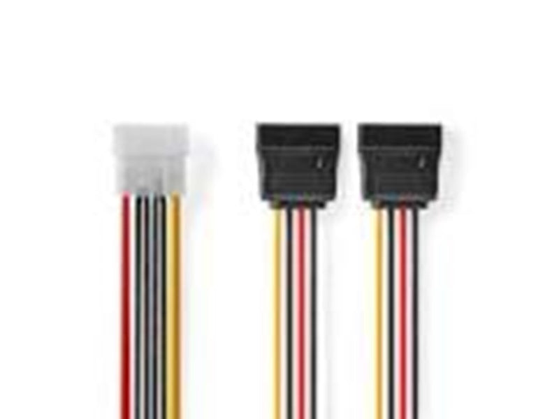 Nedis Internal Power cable | Molex Male | 2x SATA 15-Pin Female