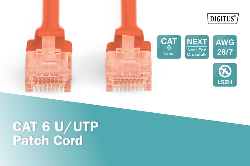 DIGITUS Patch-Kabel RJ-45 (M) zu RJ-45 (M) 0.5m Kupfer U/UTP Cat 6 rot (DK-1617-005/R)