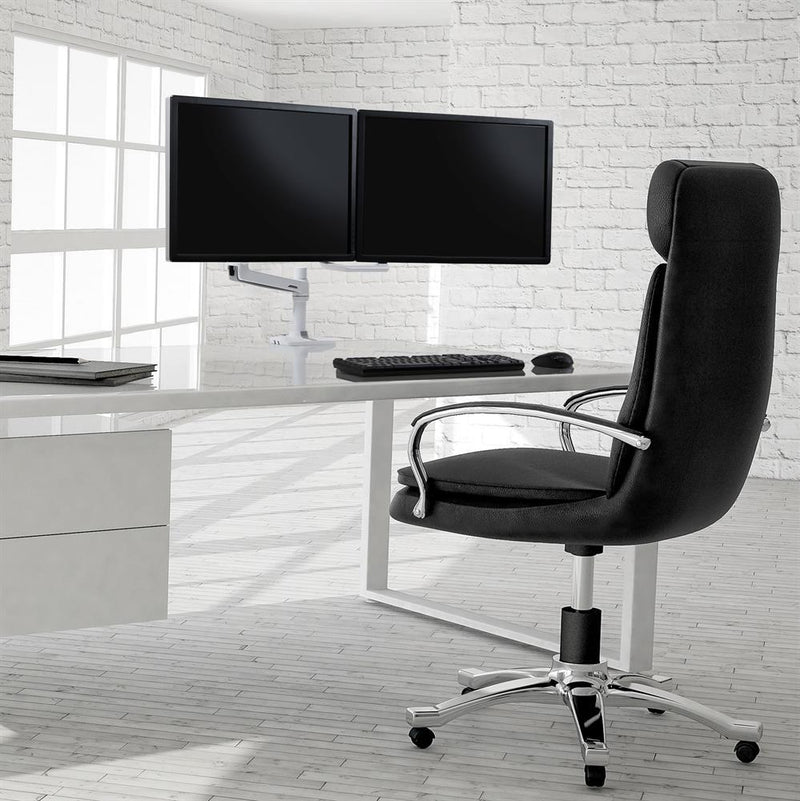 Ergotron LX Dual Monitorarm für zwei Monitore bis 63,5 cm 25 Zoll nebeneinander Tischhalterung weiß