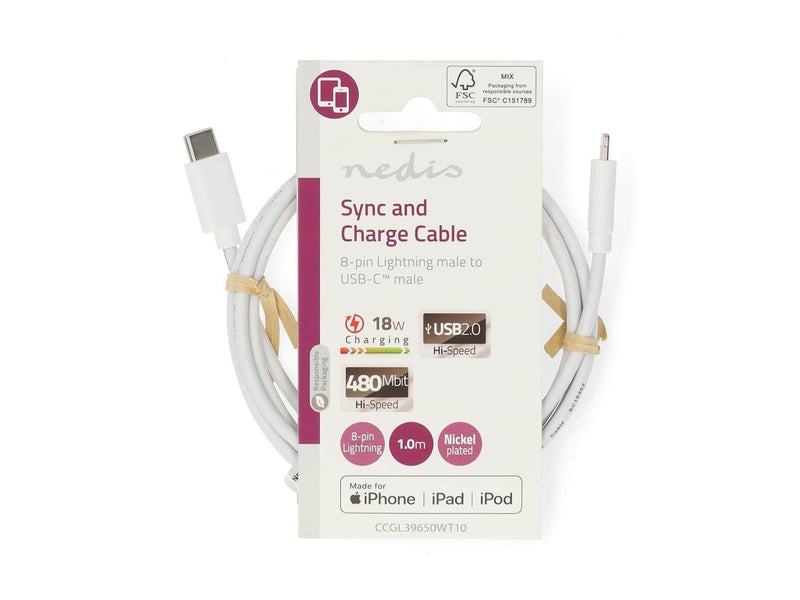 Nedis CCGL39650WT10 lightning cable