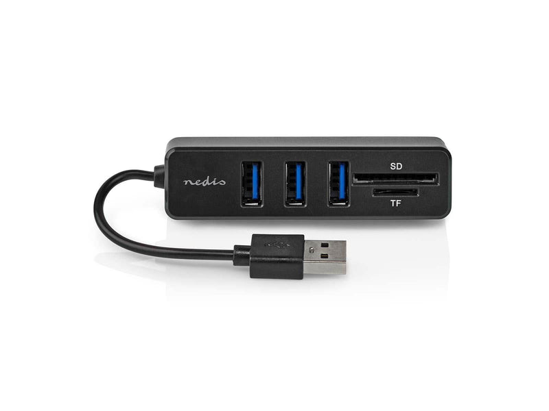 Nedis USB-hub | 1x USB-A | 3x USB A Female | 5 port(s) USB-Hubs - USB 2.0 - 4 - Schwarz