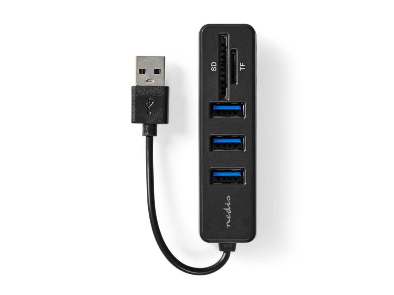 Nedis USB-hub | 1x USB-A | 3x USB A Female | 5 port(s) USB-Hubs - USB 2.0 - 4 - Schwarz