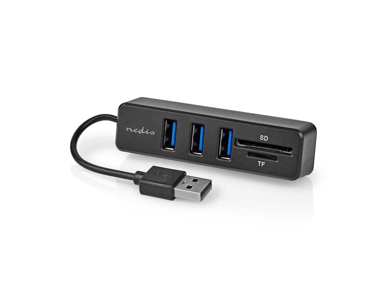 Nedis USB-hub | 1x USB-A | 3x USB A Female | 5 port(s) USB-Hubs - USB 2.0 - 4 - Schwarz