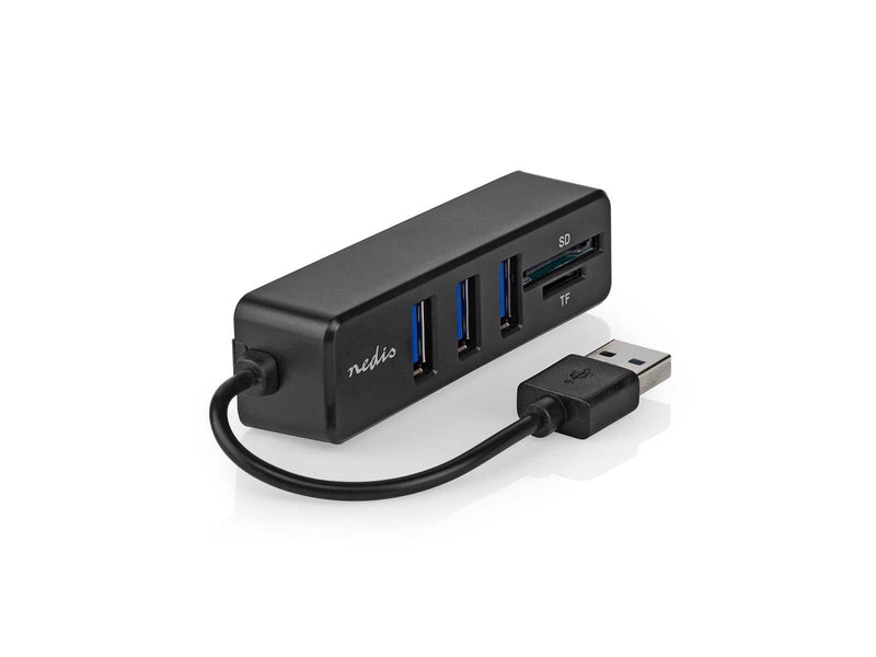 Nedis USB-hub | 1x USB-A | 3x USB A Female | 5 port(s) USB-Hubs - USB 2.0 - 4 - Schwarz