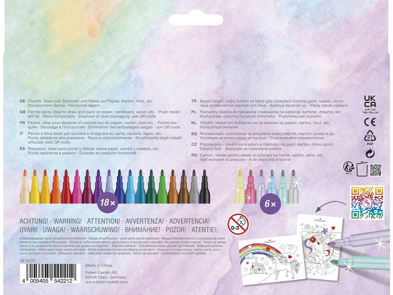 Faber Castell Faber-Castell - Felt-tip pen unicorn 18+6 + stickers (554221)