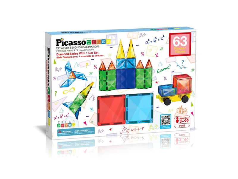 PicassoTiles Diamantserie Magnetische Bausteine Set 63 Teile Bauset