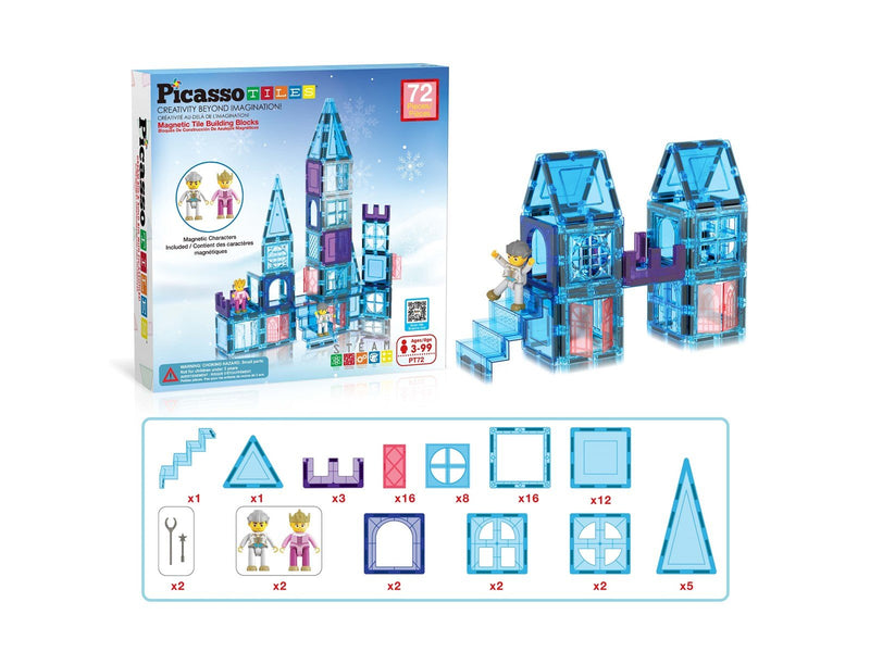 PicassoTiles 72-teiliges Ice-Winter-Thema Magnetische Bausteine Set