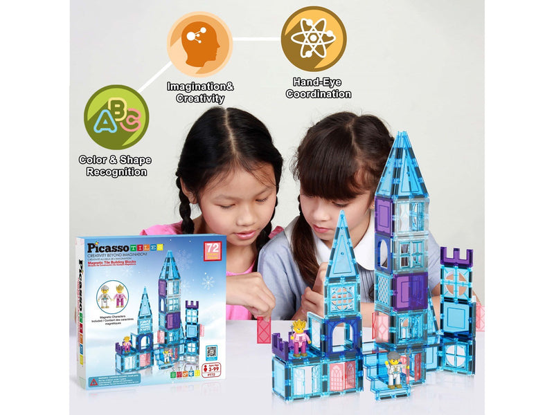 PicassoTiles 72-teiliges Ice-Winter-Thema Magnetische Bausteine Set