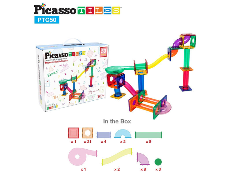 PicassoTiles 50-teiliges Murmelbahn-Set