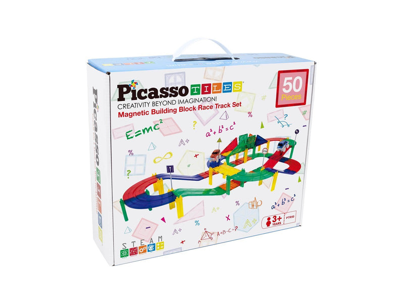 PicassoTiles 50-teiliges Magnetische Rennstrecke Bausteine