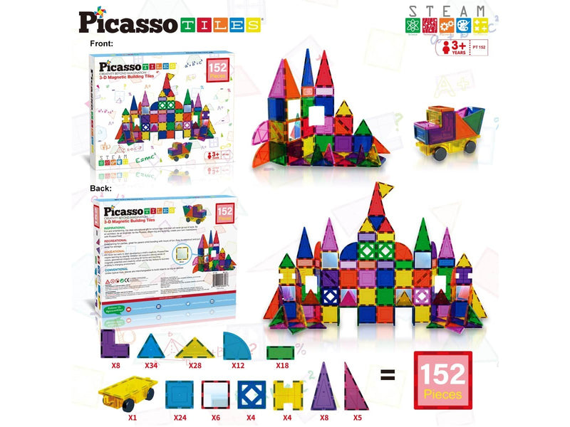 PicassoTiles 152-teiliges Magnetische Bausteine Set
