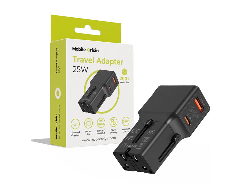 Mobile Origin Travel adapter 25W EU/US/UK/AU black