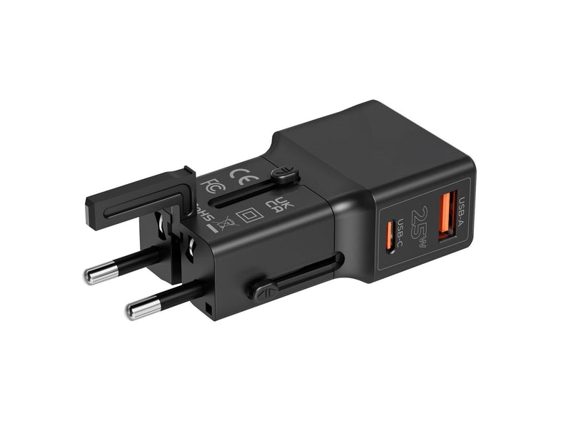 Mobile Origin Travel adapter 25W EU/US/UK/AU black