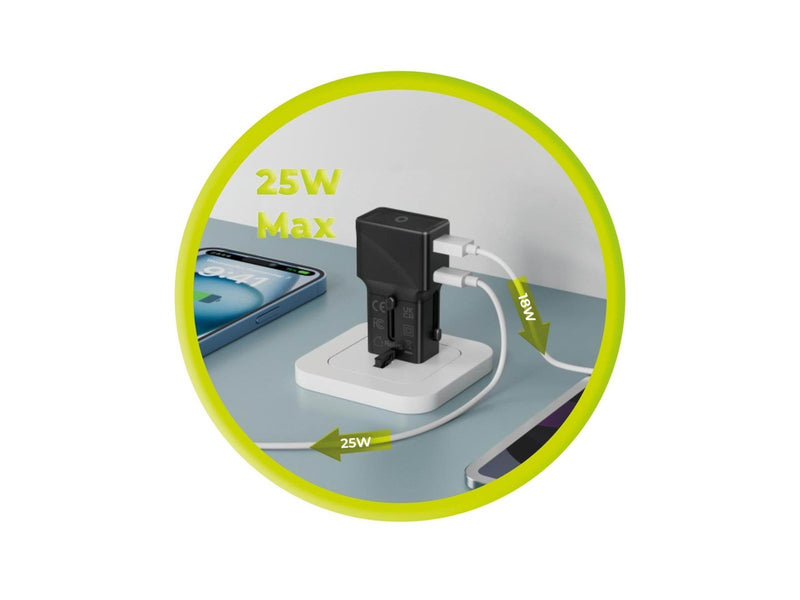 Mobile Origin Travel adapter 25W EU/US/UK/AU black