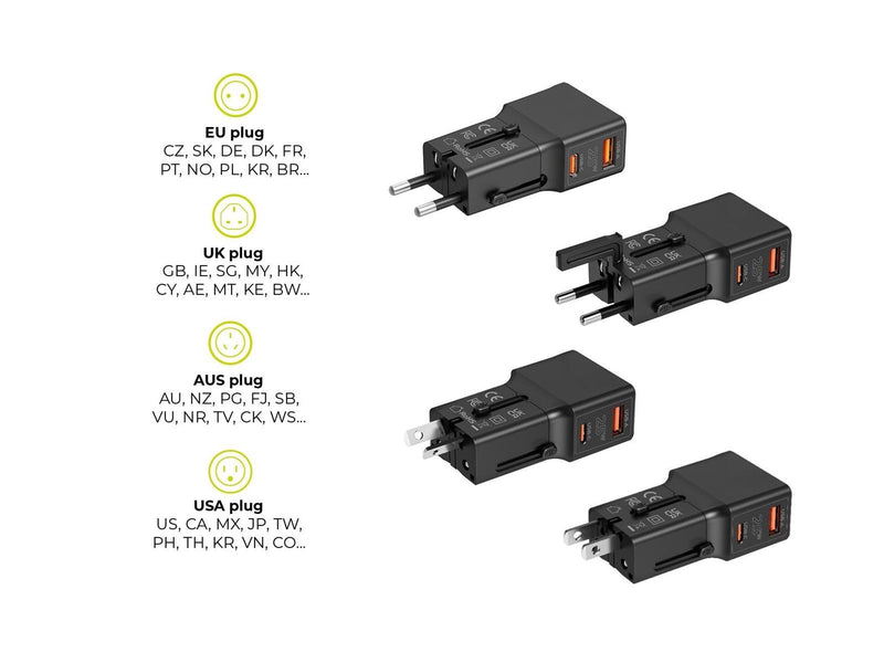 Mobile Origin Travel adapter 25W EU/US/UK/AU black