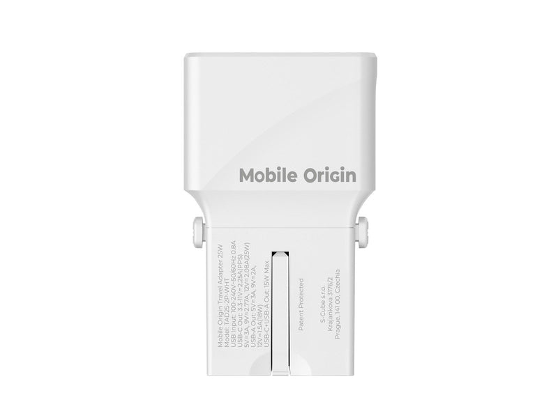 Mobile Origin Travel adapter 25W EU/US/UK/AU whi
