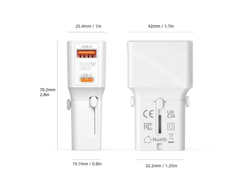Mobile Origin Travel adapter 25W EU/US/UK/AU whi