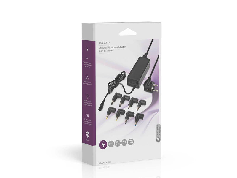 Nedis notebook-adapter | GaN | 65 W | 5 / 9 / 12 / 15 / 20 V DC