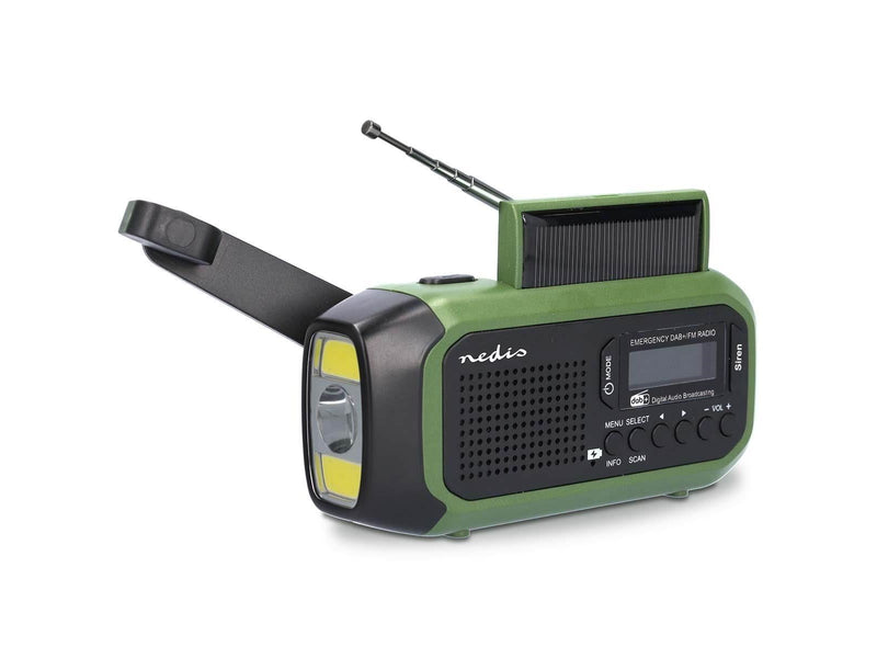 Nedis Emergency radio - DAB+/FM - Dynamo - Solar- 2500mAh Powerbank - DAB+/FM - Mono - Grün