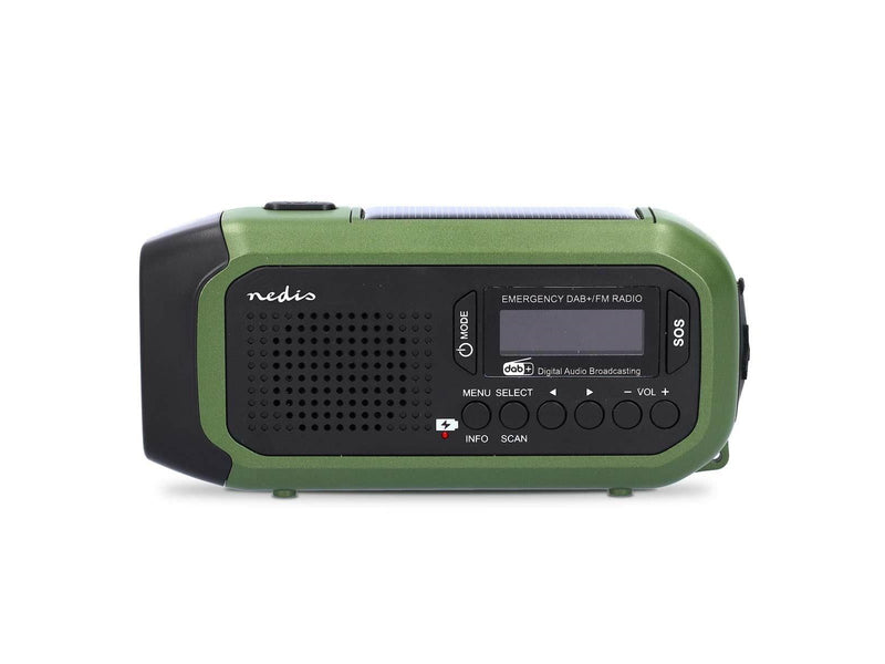 Nedis Emergency radio - DAB+/FM - Dynamo - Solar- 2500mAh Powerbank - DAB+/FM - Mono - Grün